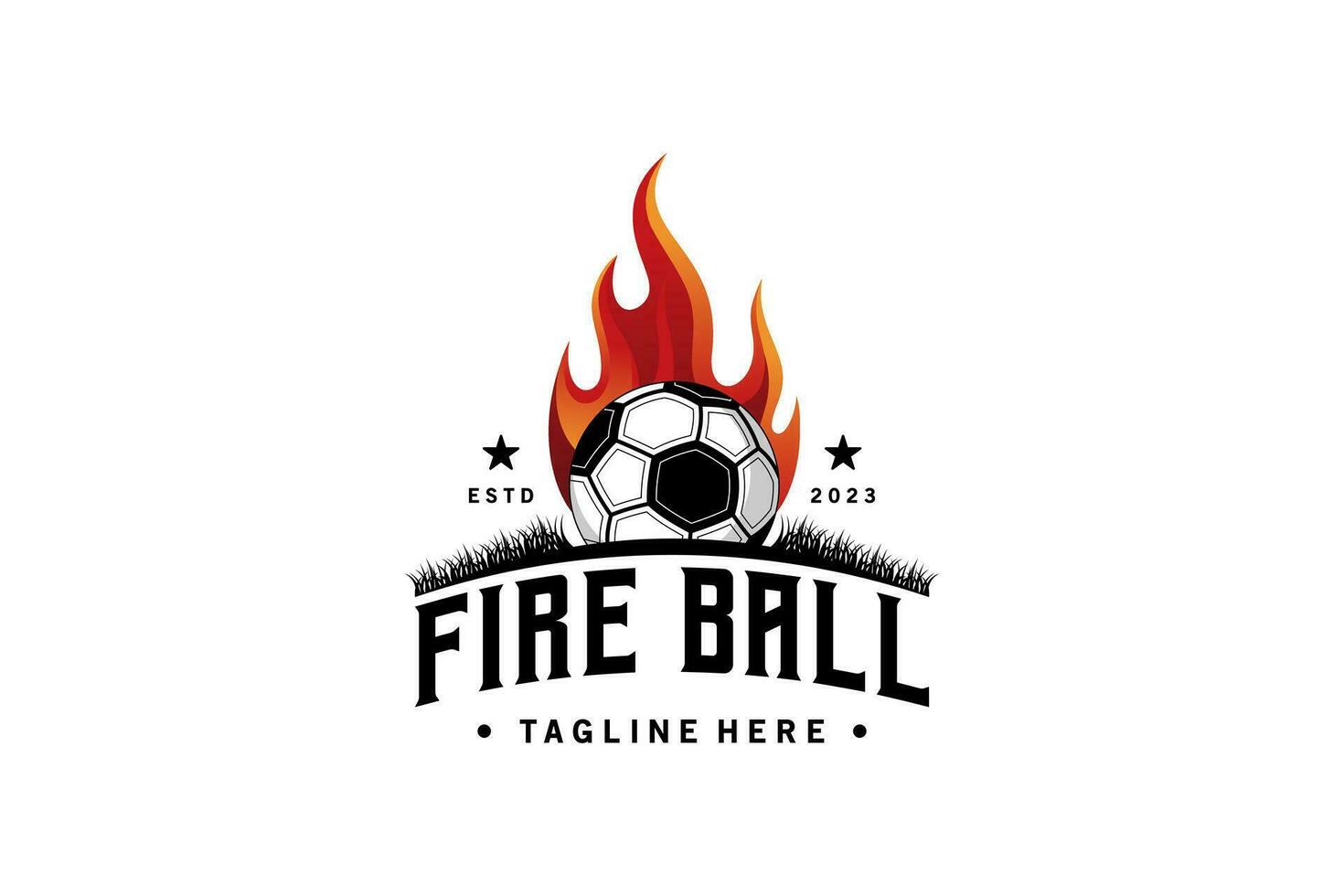 fútbol logo diseño, bola de fuego moderno fútbol americano equipo vector símbolo