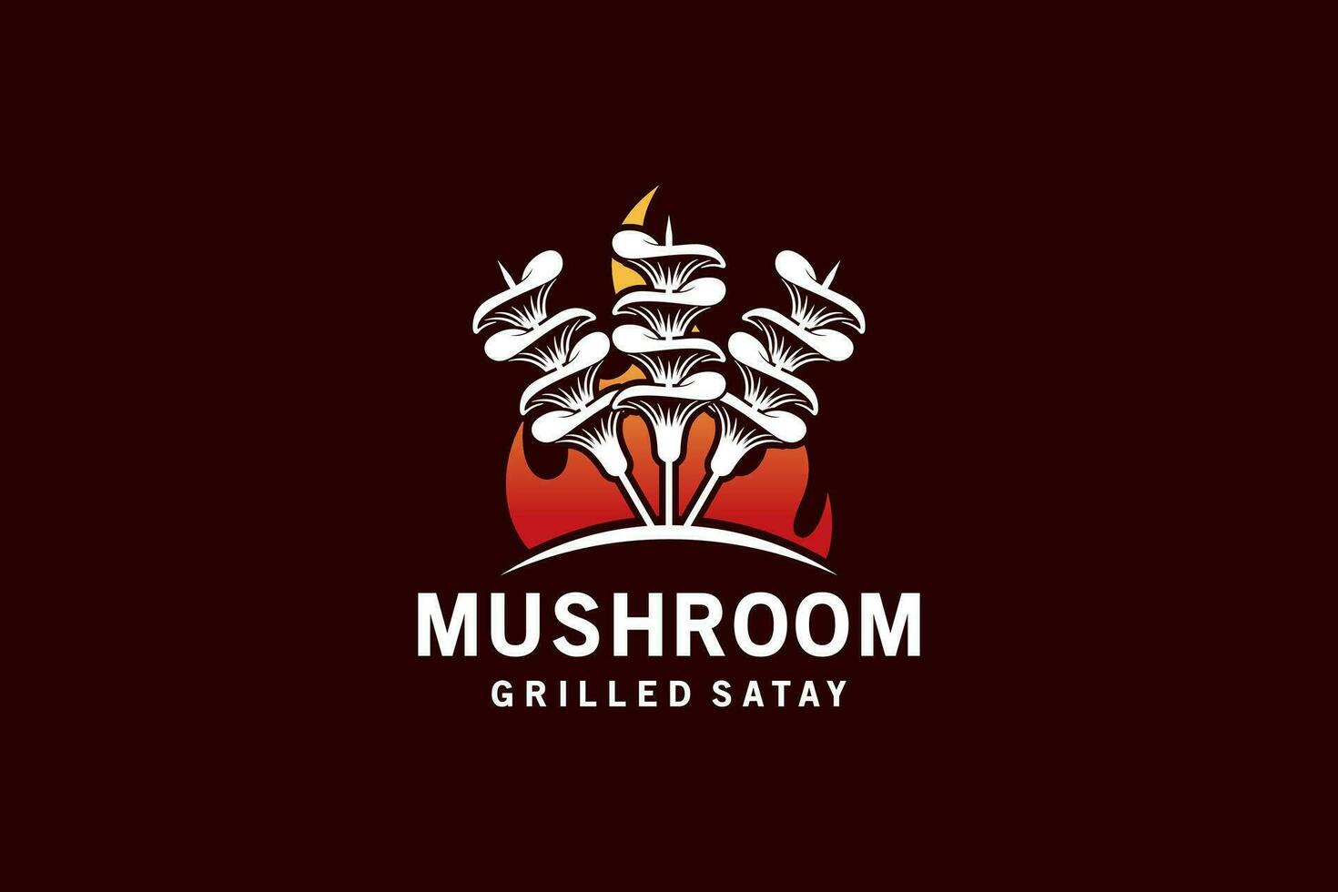 Oyster mushroom satay food logo vector