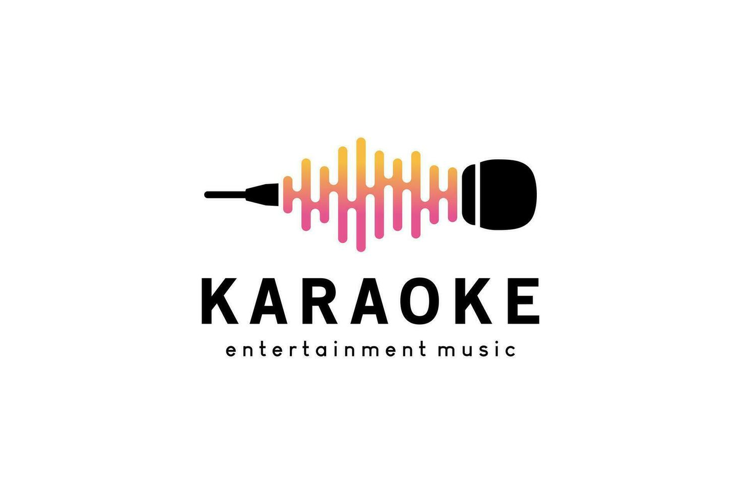 música karaoke logo diseño, micrófono icono logo vector ilustración con creativo música olas concepto