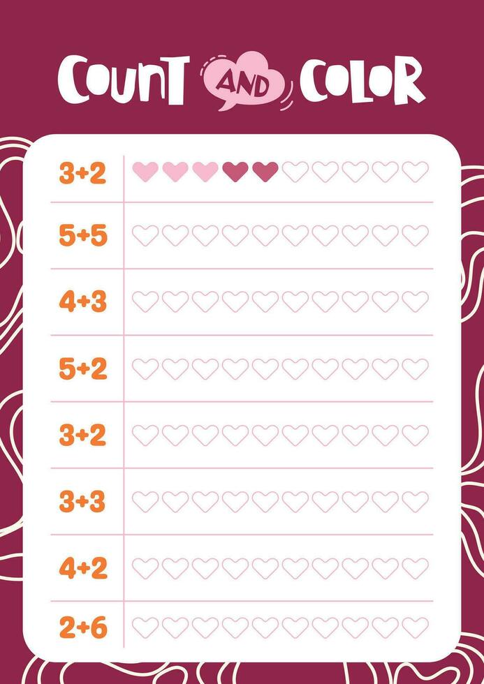 flat design vector count and color for kids activity printable
