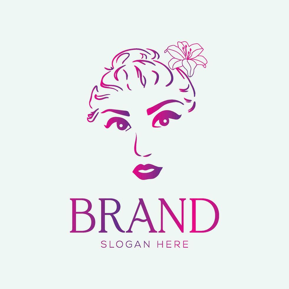 Beauty, Spa Female Face Premium Luxury Logo. vector