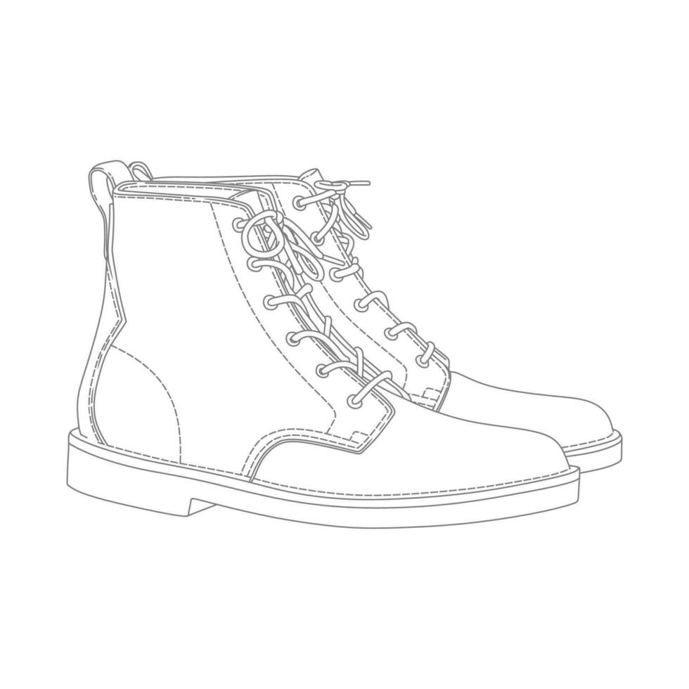 Clásico cuero bota-zapato antecedentes y colorante página ilustración con un contorno vector