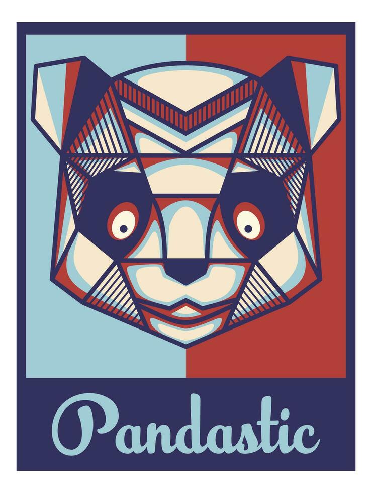 Vector illustration of geometric panda poster