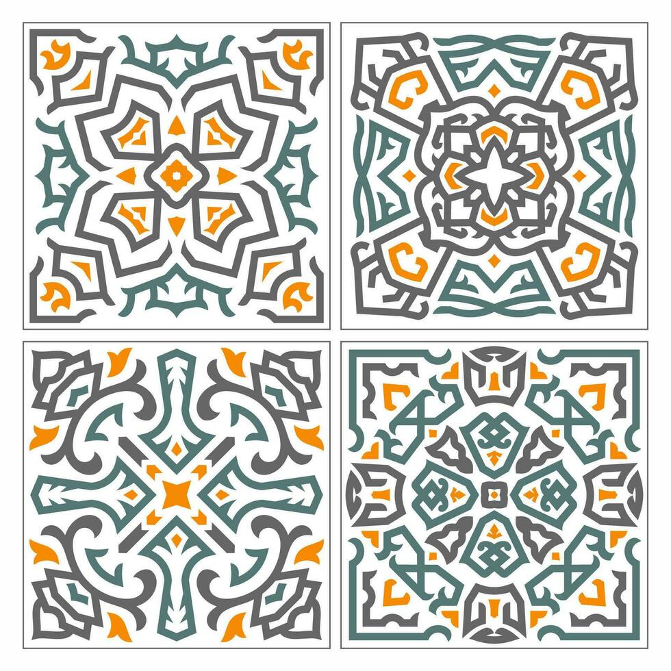 Vector mandala ceramic tile Pattern set