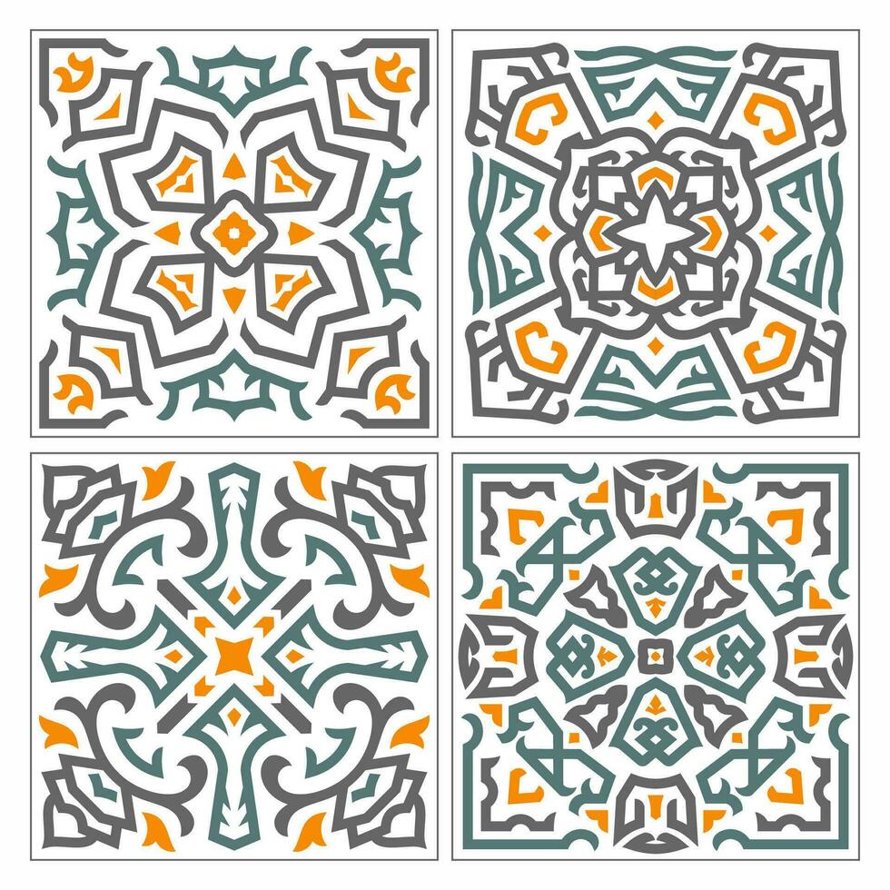 vector mandala cerámico loseta modelo conjunto