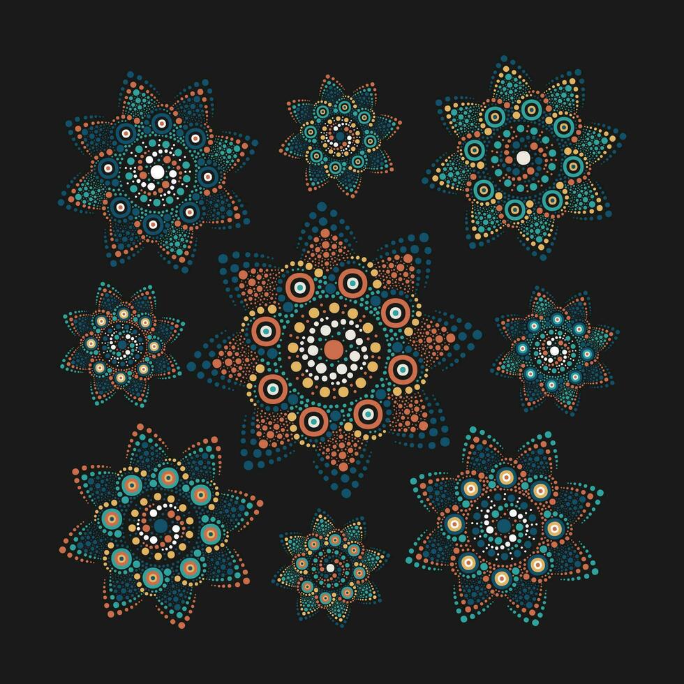 Vector illustration dot flower ornament and pattern