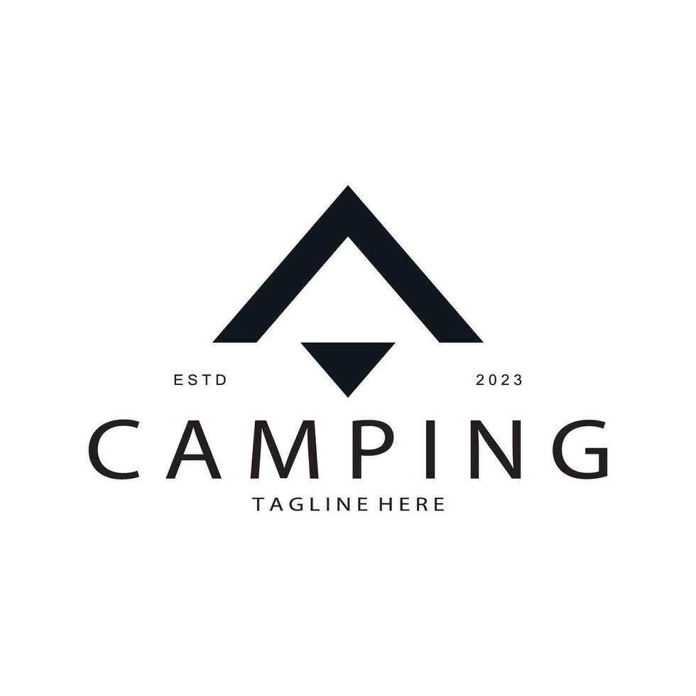 vintage and retro tent logo, camping. With tent, tree and bonfire sign. adventurers, scouts, climbers, camping equipment center vector