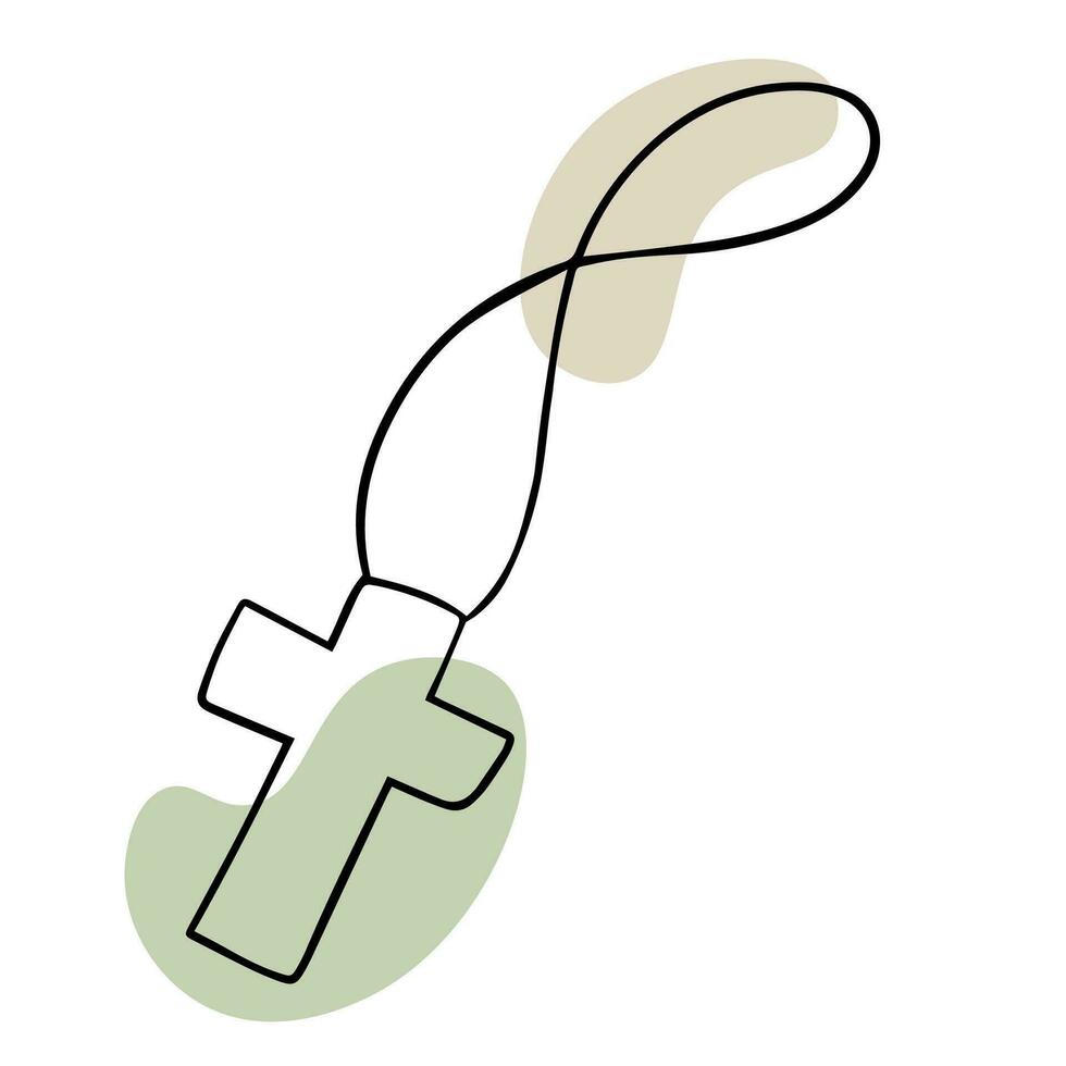 Doodle baptism. Native cross. Christianity. Catalicism. Baptism of an infant. Cross on a rope vector
