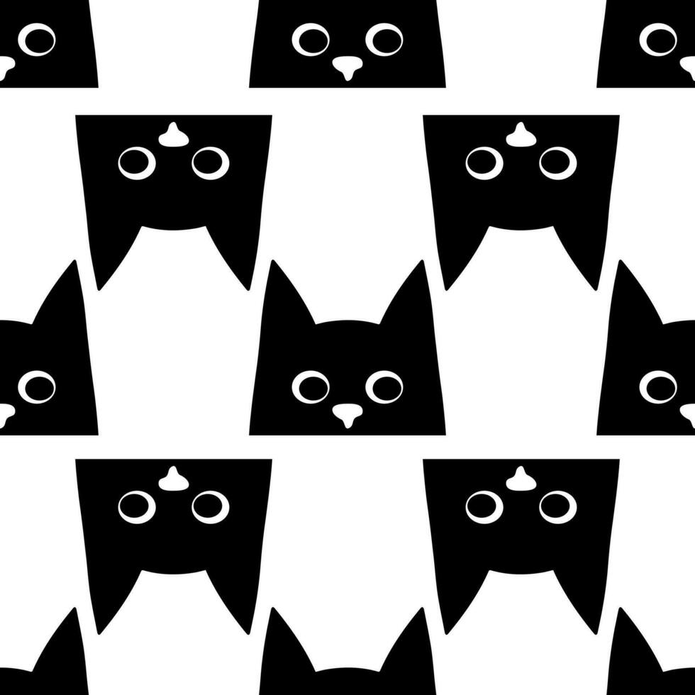 Cute Cat Cartoon Vector Seamless Pattern.