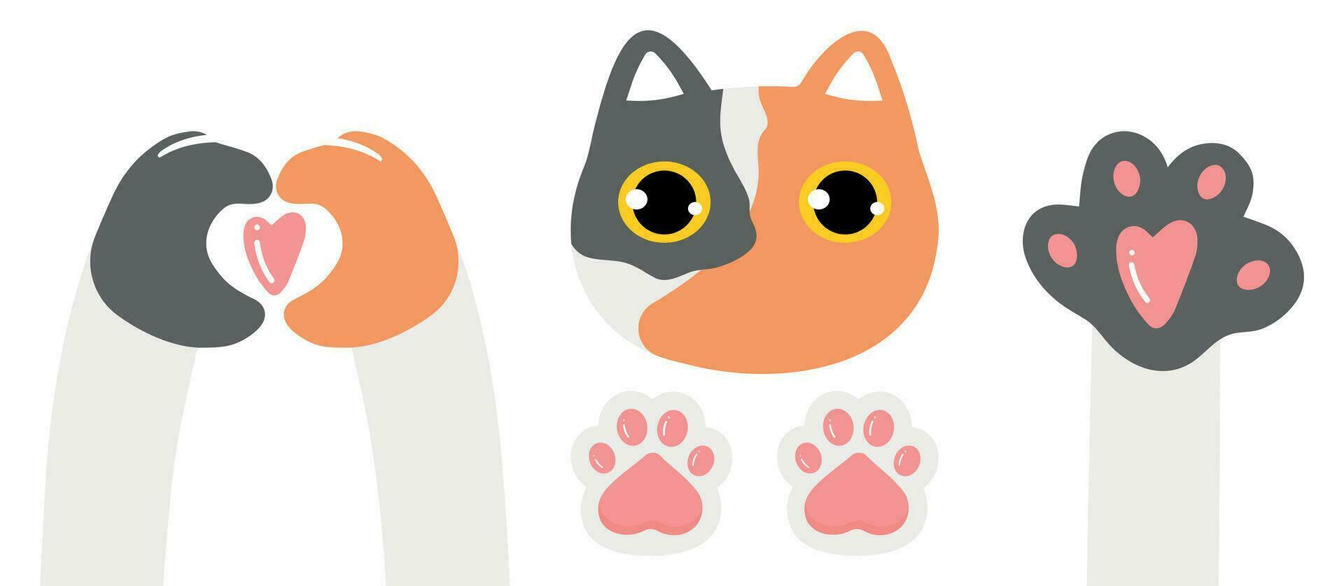 linda y gracioso dibujos animados gato conjunto garabatear. vector