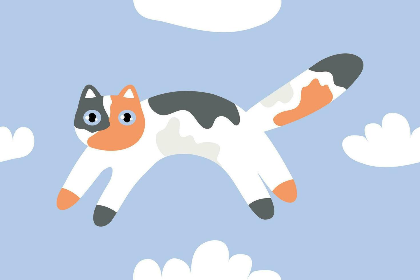 Cute and funny cartoon cat doodle. vector