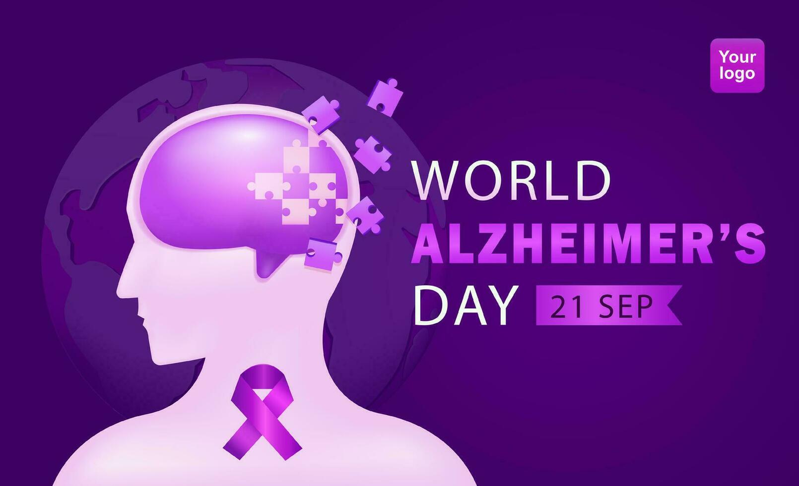 World Alzheimer's Day commemorates a progressive disease, where the symptoms of dementia gradually worsen over several years. 3d illustration of memory loss in the brain vector