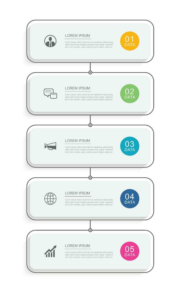 5 data infographics tab paper index timeline template. Vector illustration abstract background.