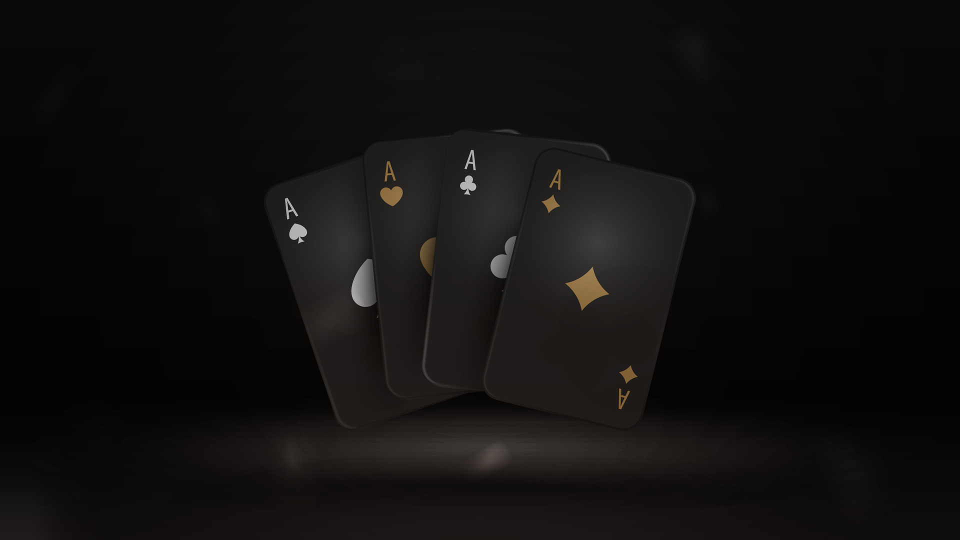 Blackjack black and gold poker cards with Isolated on the black