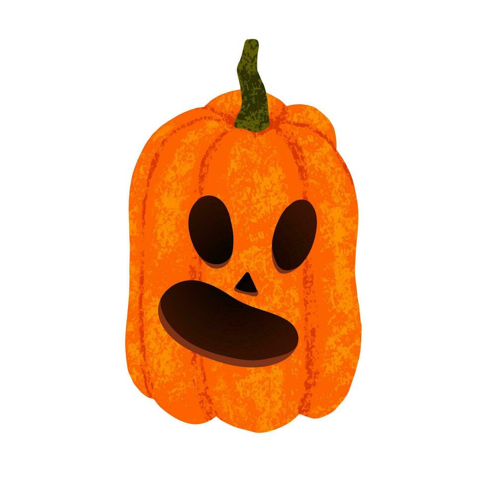 Jack o'linterna con sorprendido y indignado cara emoción. mano dibujado curvo cara calabaza aislado en blanco antecedentes vector