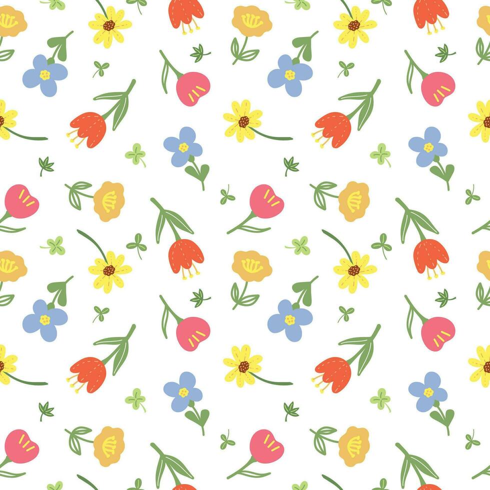 Flower hand drawn vector set 1 semless pattern