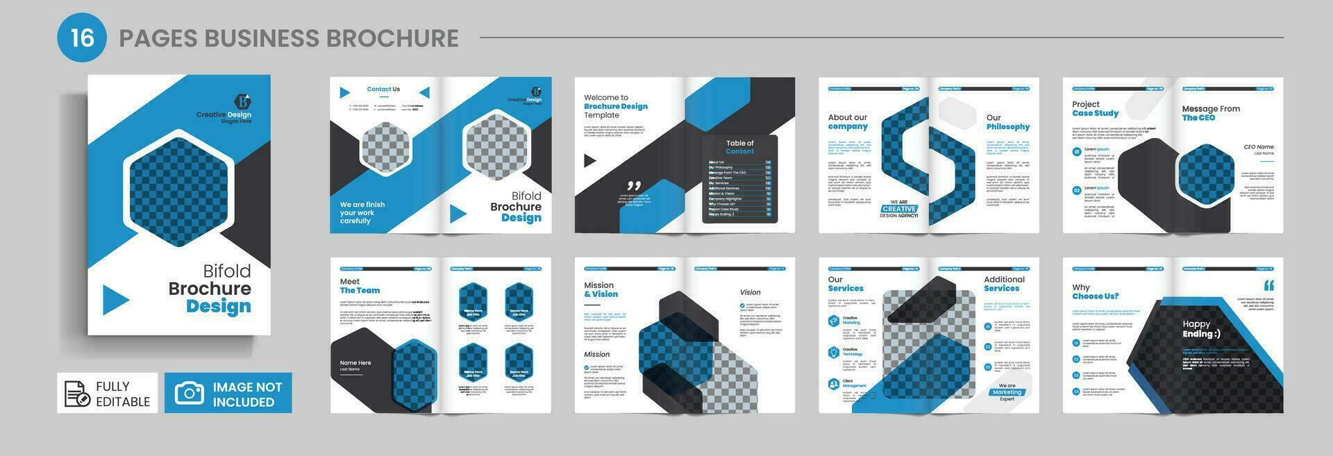 múltiple página negocio folleto diseño o empresa perfil, dieciséis página folleto vector