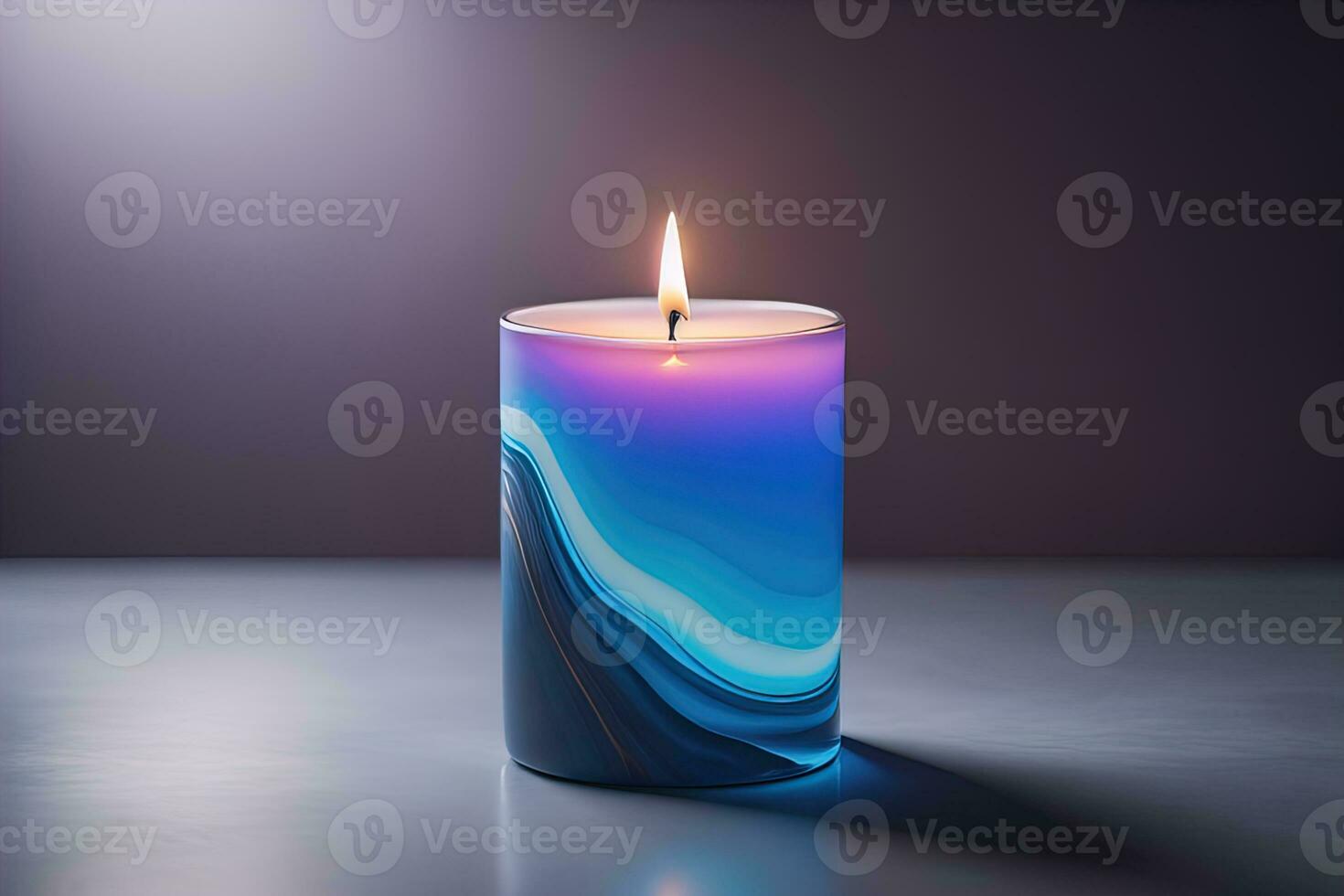 Creative burning candle on a wooden background. ai generative photo