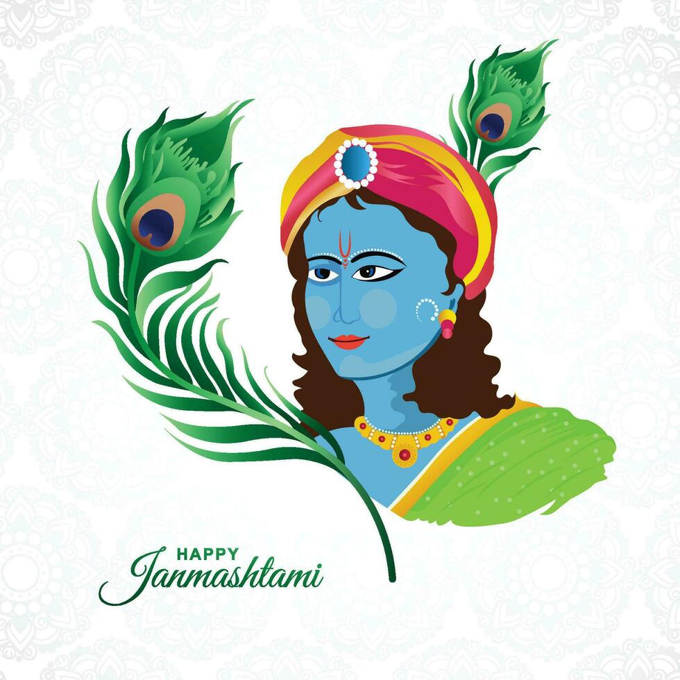 vistoso religioso Krishna janmashtami tarjeta antecedentes vector