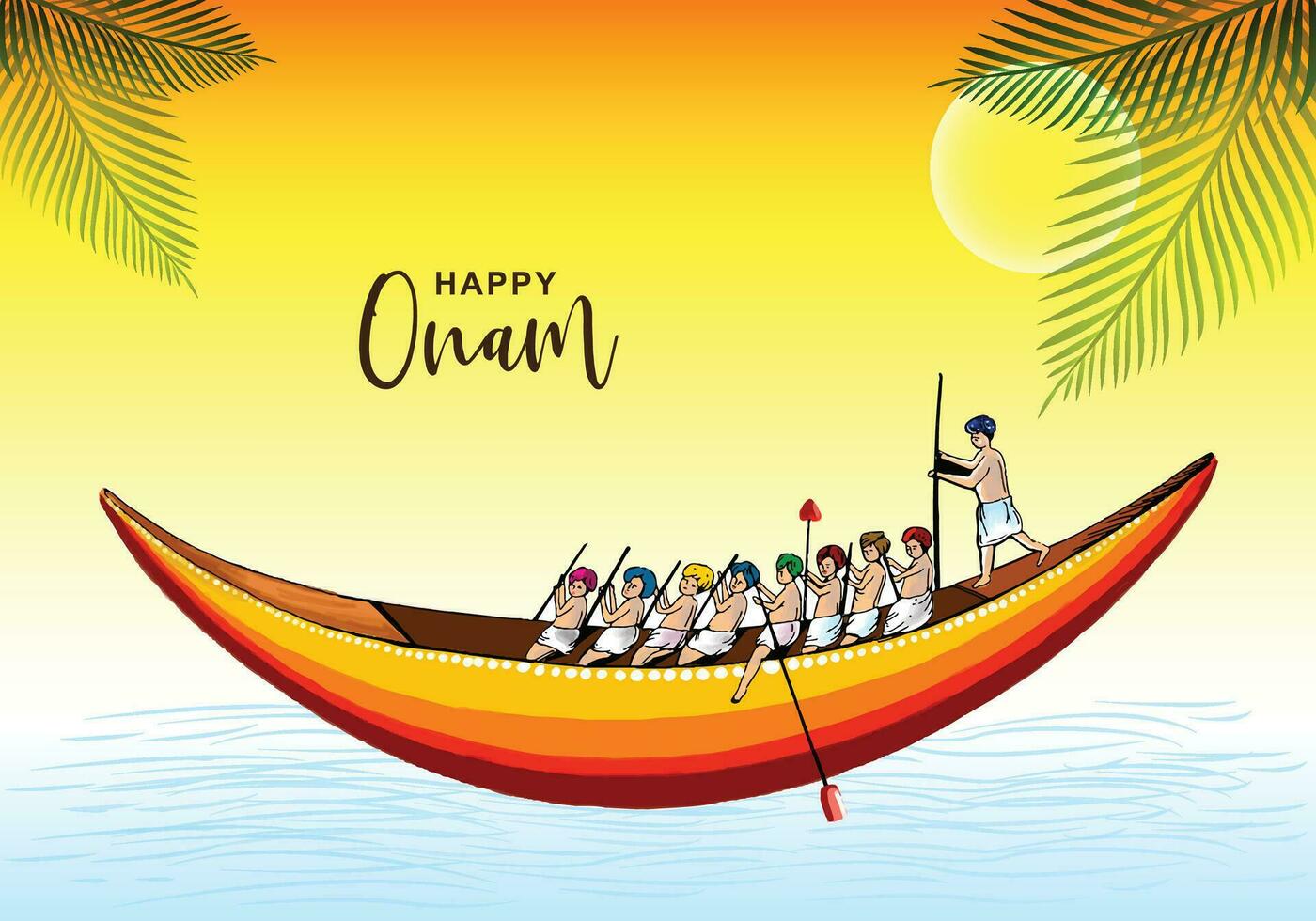 Happy onam festival of south india on card holiday background vector