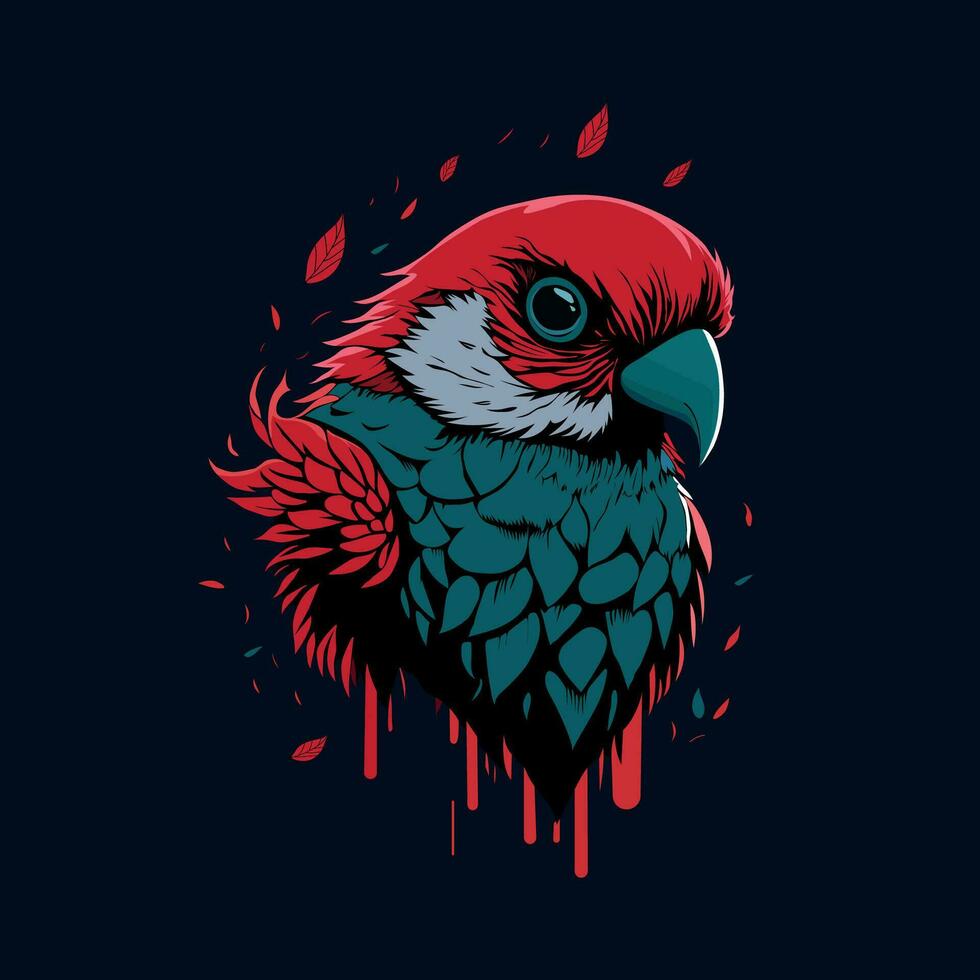 A colorful parrot with a black background free vector