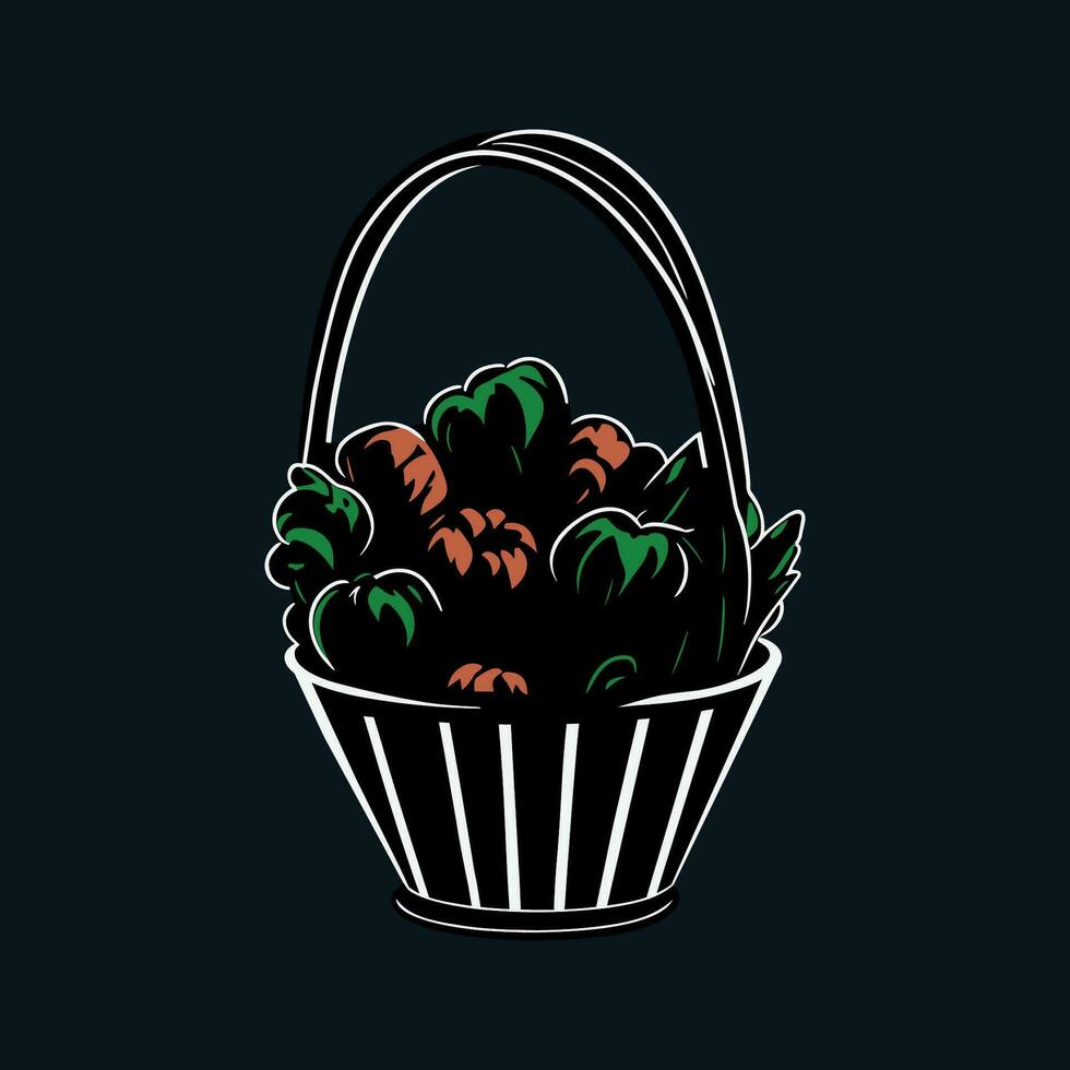 Basket with vegetables vector