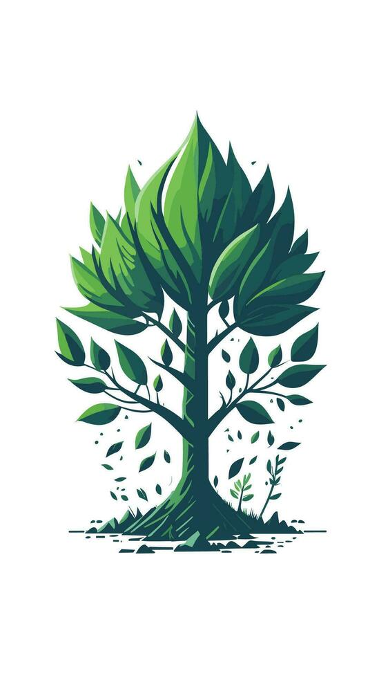 Green tree on white background vector