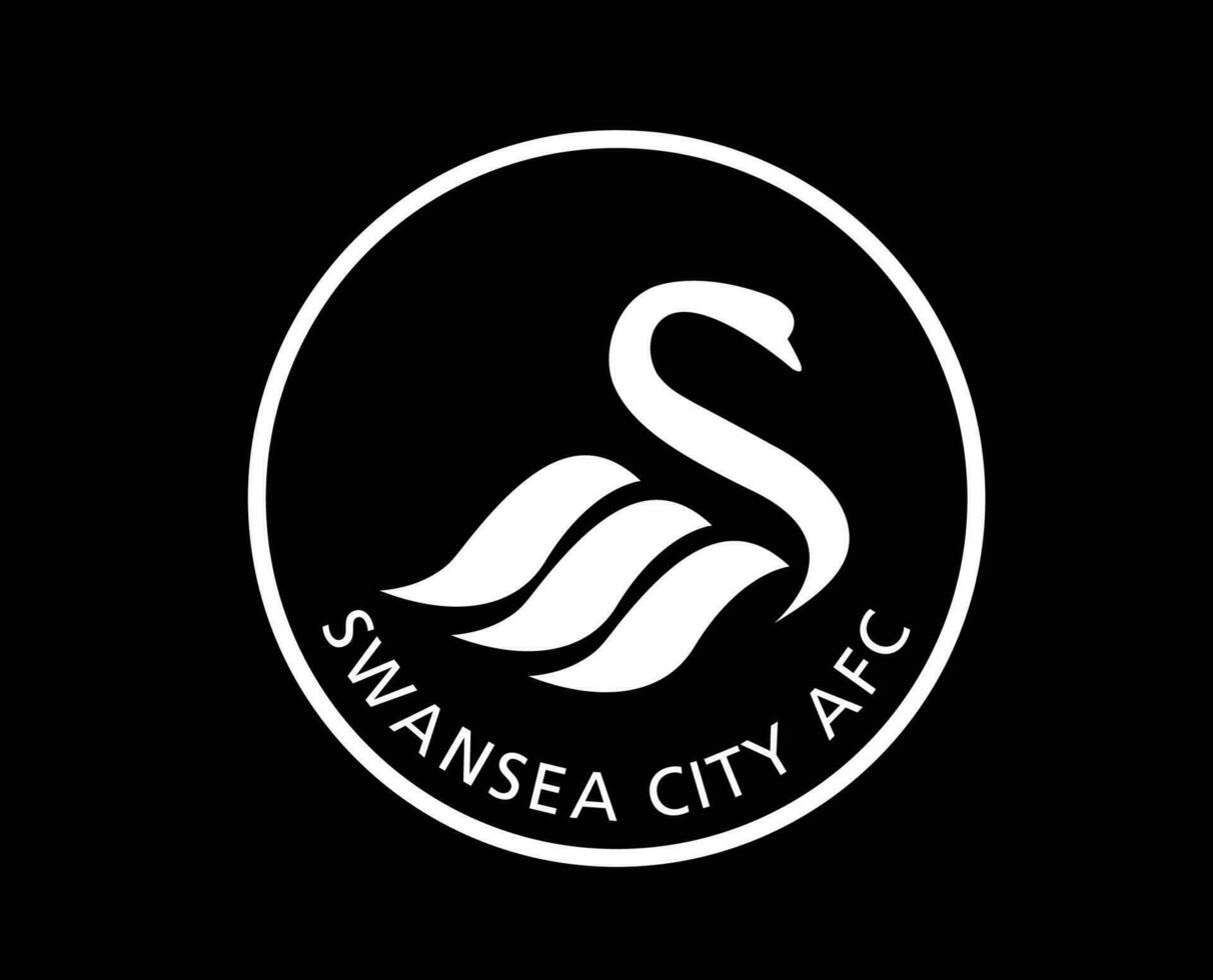 Swansea City Club Logo Symbol White Premier League Football Abstract Design Vector Illustration With Black Background