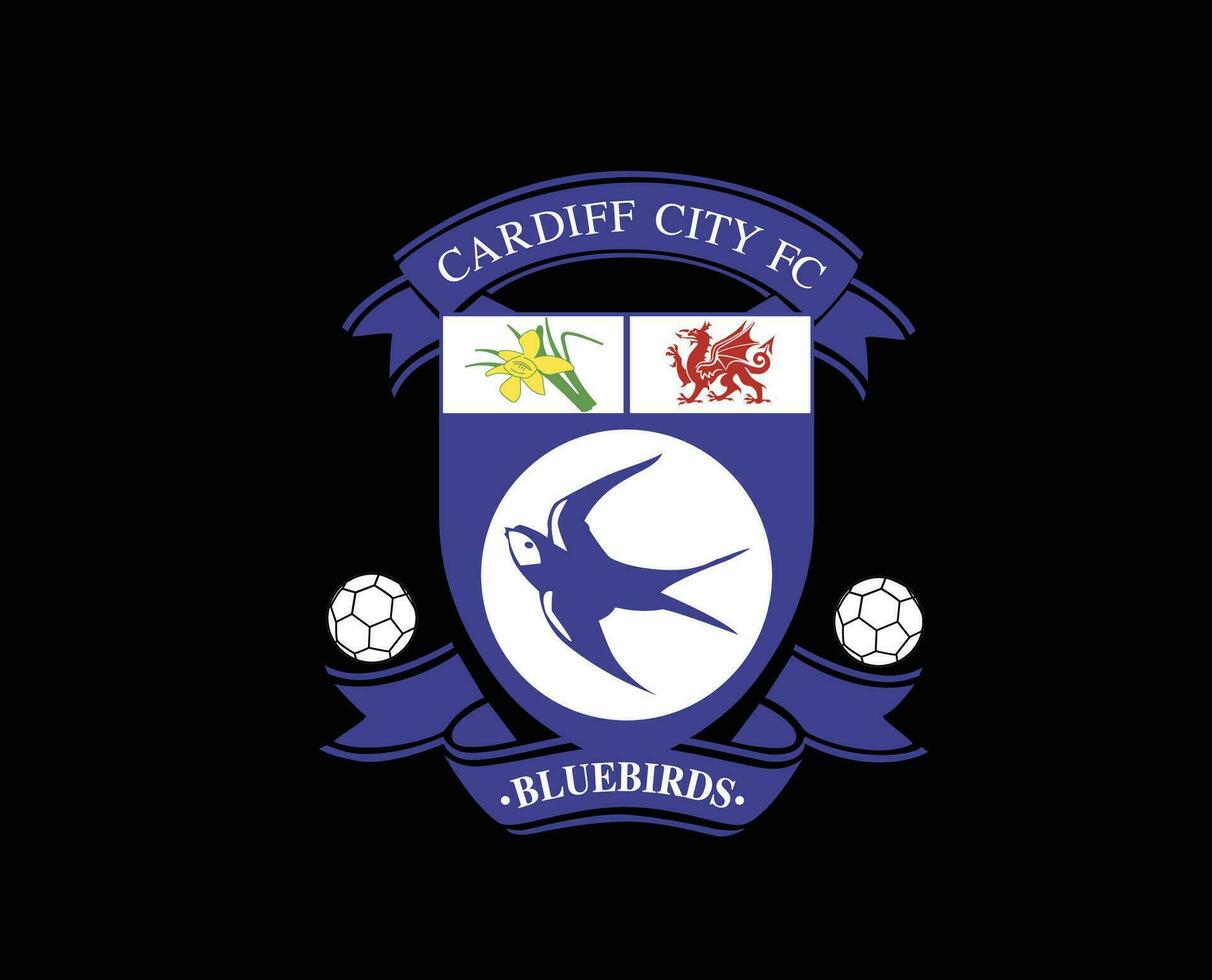 Cardiff City Club Symbol Logo Premier League Football Abstract Design Vector Illustration With Black Background