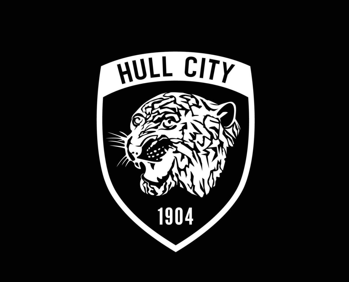 Hull City Club Symbol Logo White Premier League Football Abstract Design Vector Illustration With Black Background