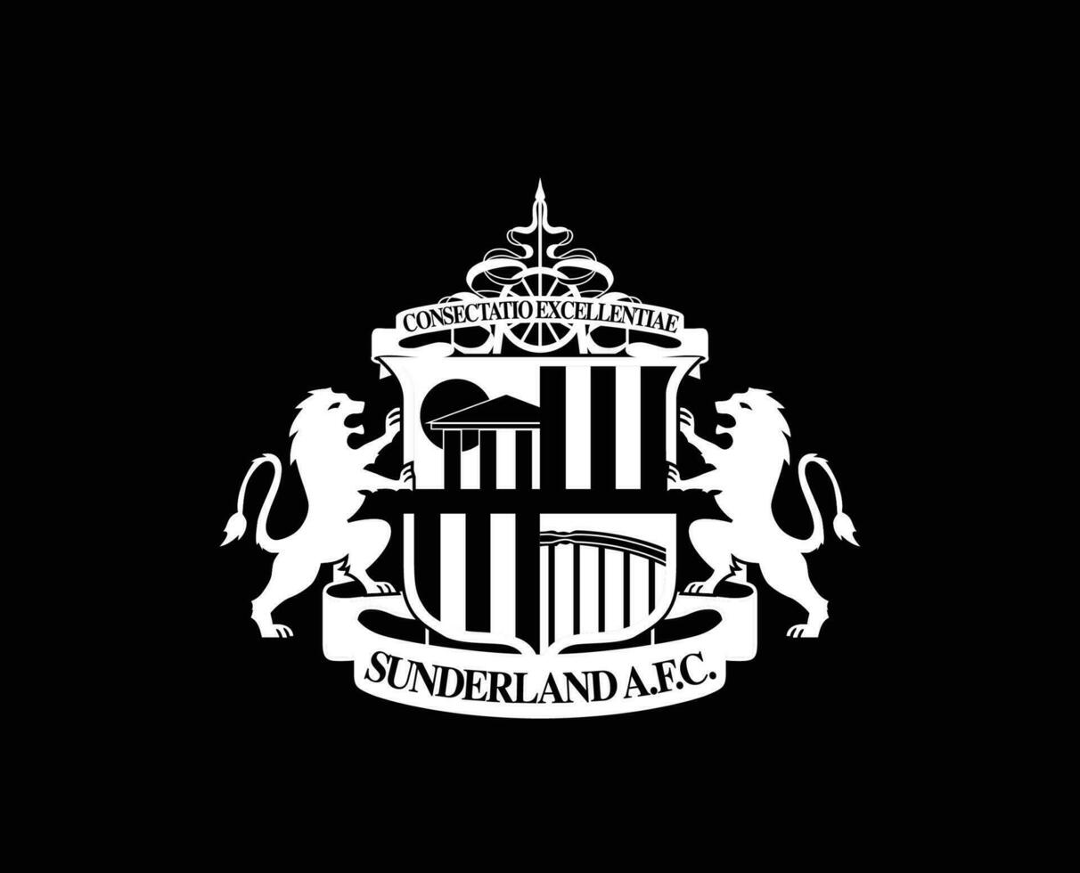 Sunderland club logo símbolo blanco primer ministro liga fútbol americano resumen diseño vector ilustración con negro antecedentes