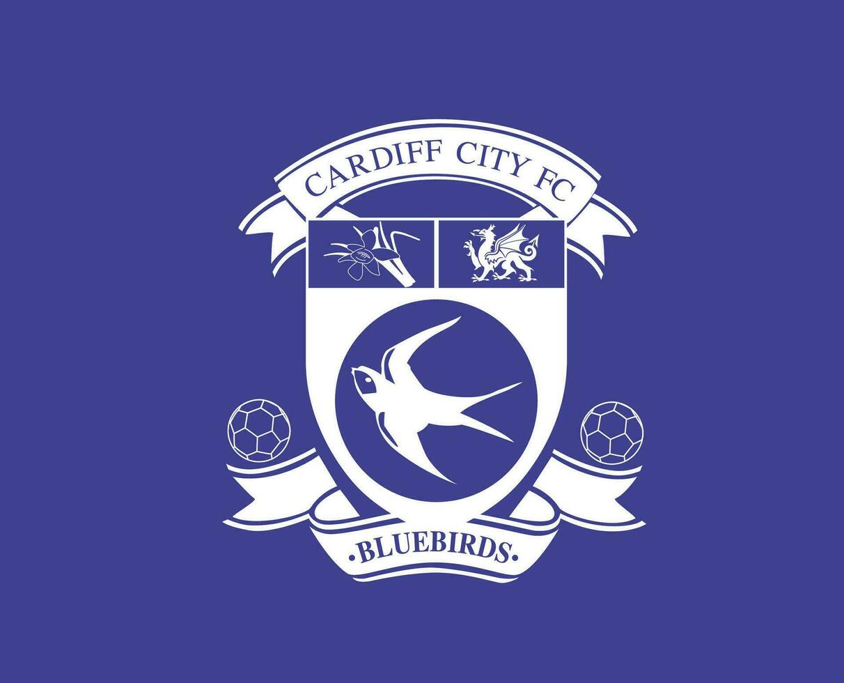 Cardiff ciudad club símbolo logo blanco primer ministro liga fútbol americano resumen diseño vector ilustración con azul antecedentes