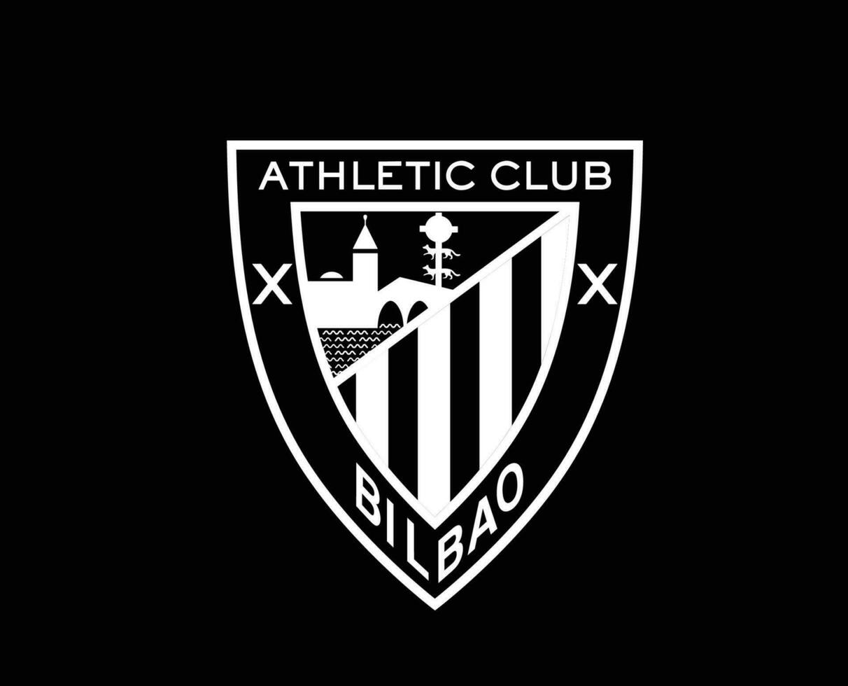 Athletic de Bilbao Club Logo Symbol White La Liga Spain Football Abstract Design Vector Illustration With Black Background