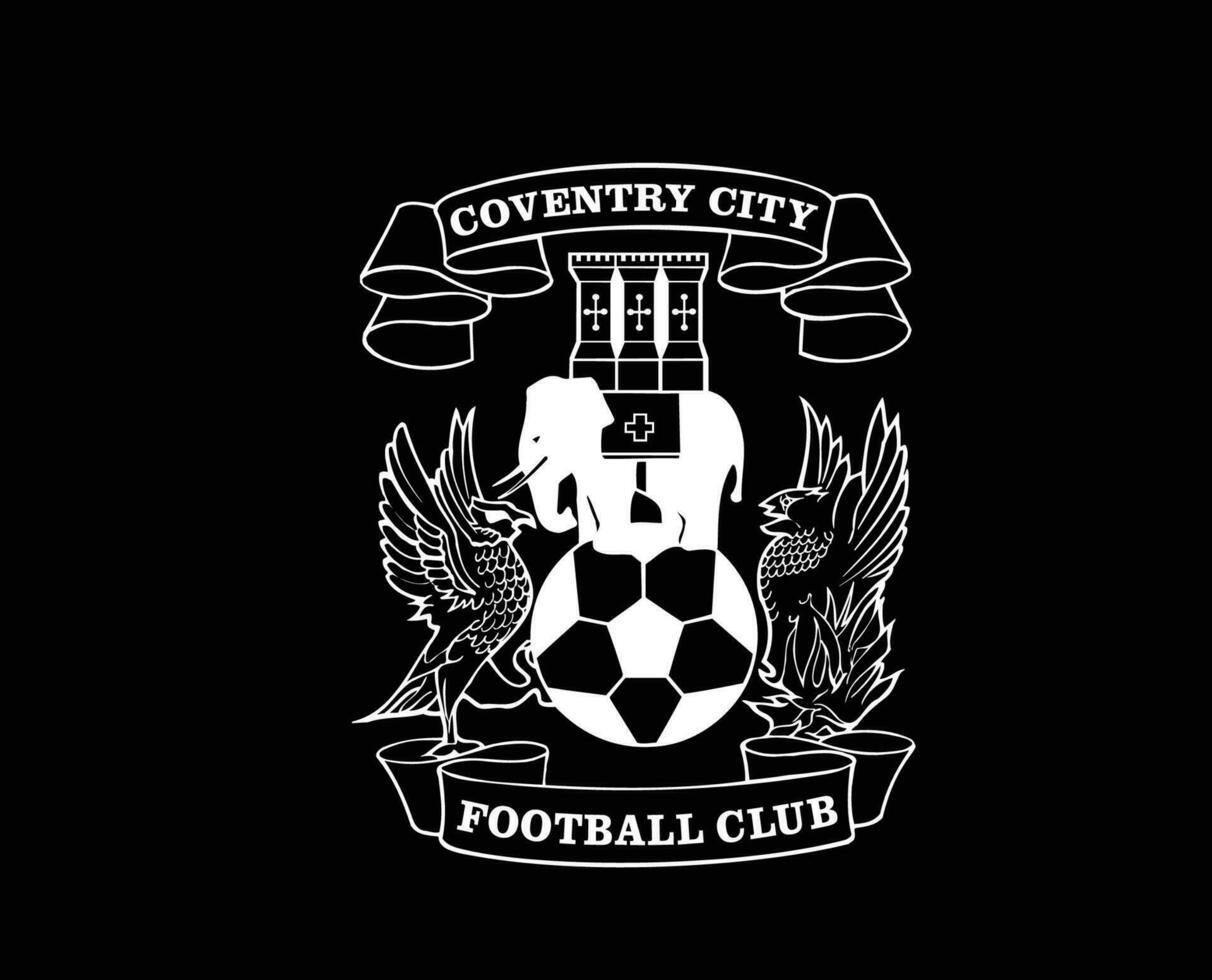 Coventry City Club Symbol Logo White Premier League Football Abstract Design Vector Illustration With Black Background