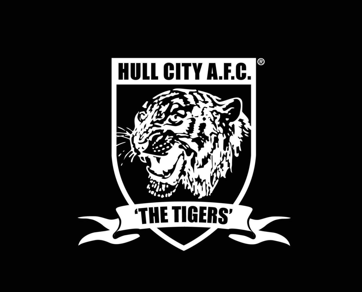 Hull City Club Symbol Logo White Premier League Football Abstract Design Vector Illustration With Black Background