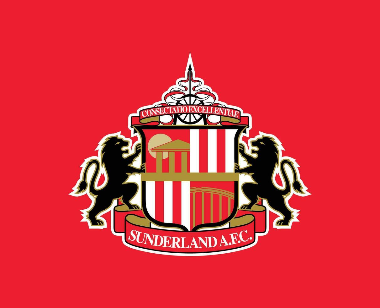 Sunderland club logo símbolo primer ministro liga fútbol americano resumen diseño vector ilustración con rojo antecedentes