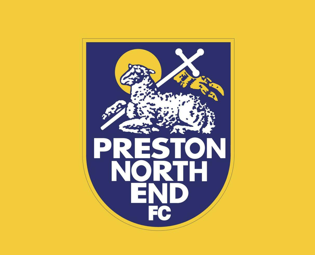 Preston norte final club símbolo logo primer ministro liga fútbol americano resumen diseño vector ilustración con amarillo antecedentes