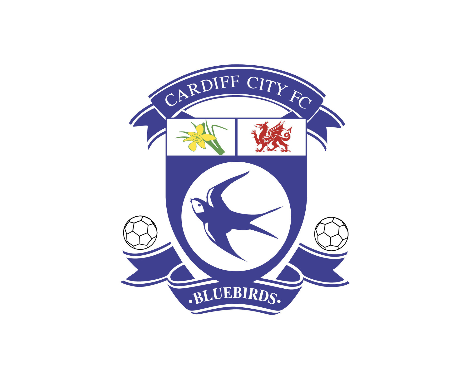 Cardiff City Club Logo White Symbol Premier League Football Abstract Design  Vector Illustration With Black Background 27011168 Vector Art at Vecteezy