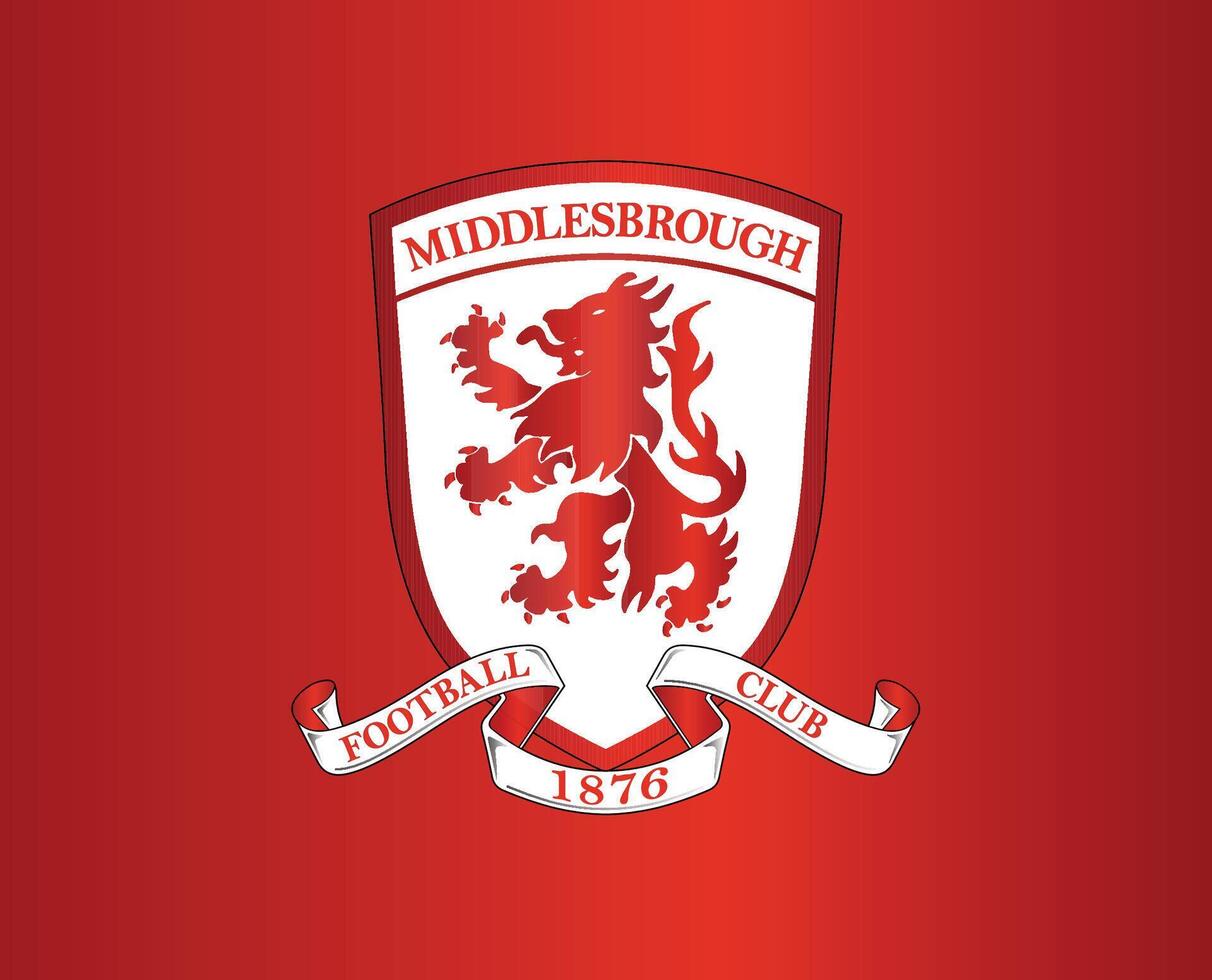 Middlesbrough Club Logo Symbol Premier League Football Abstract Design Vector Illustration With Red Background