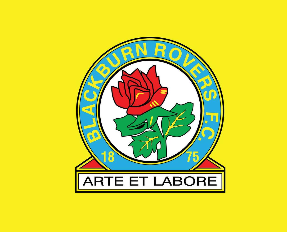 Blackburn Rovers FC Club Symbol Logo Premier League Football Abstract Design Vector Illustration With Yellow Background