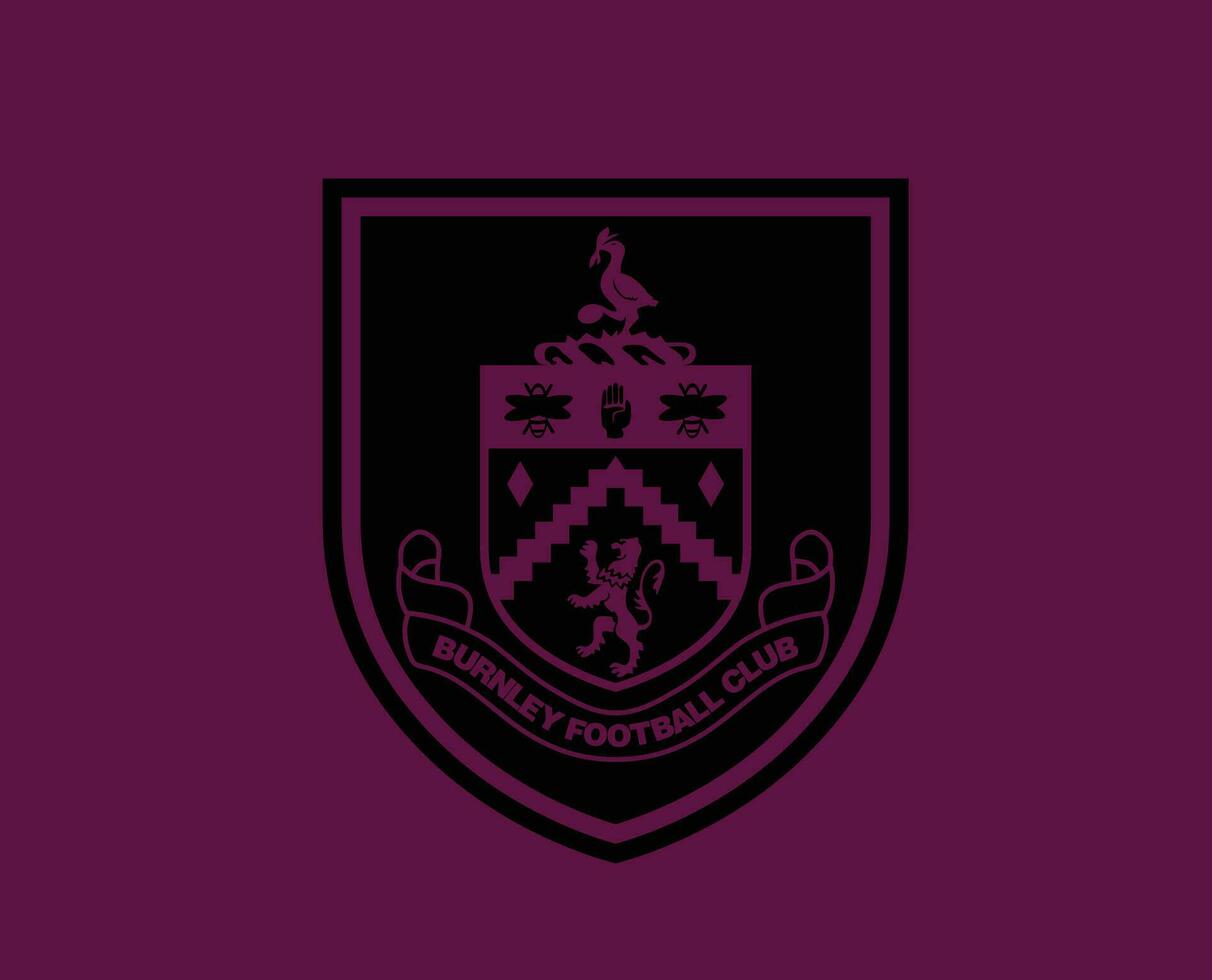 Burnley FC Club Logo Symbol Black Premier League Football Abstract Design Vector Illustration With Maroon Background