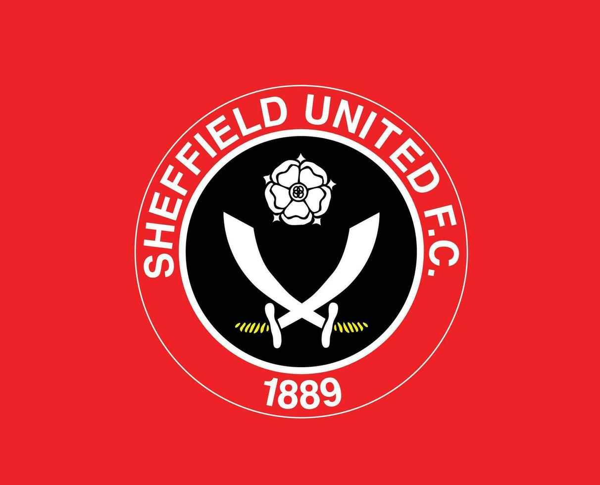 Sheffield United Club Logo Symbol Premier League Football Abstract Design Vector Illustration With Red Background