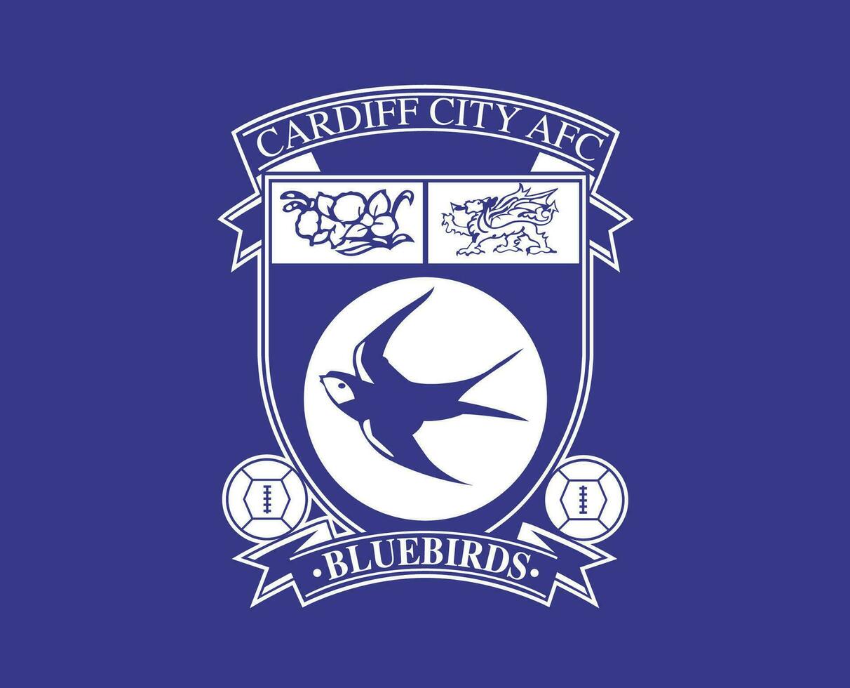 Cardiff ciudad club logo símbolo blanco primer ministro liga fútbol americano resumen diseño vector ilustración con azul antecedentes