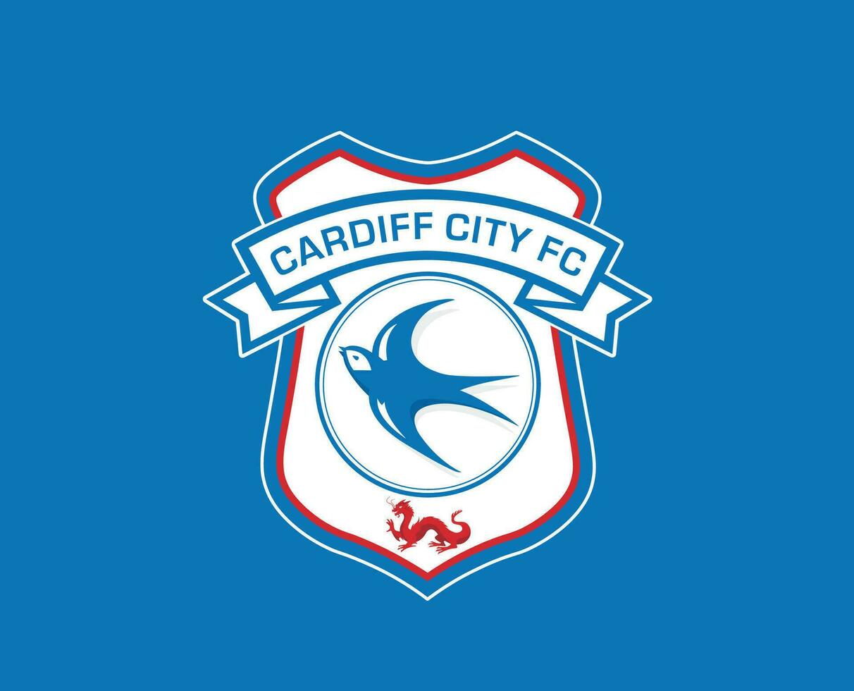 Cardiff City Club Logo Symbol Premier League Football Abstract Design Vector Illustration With Blue Background