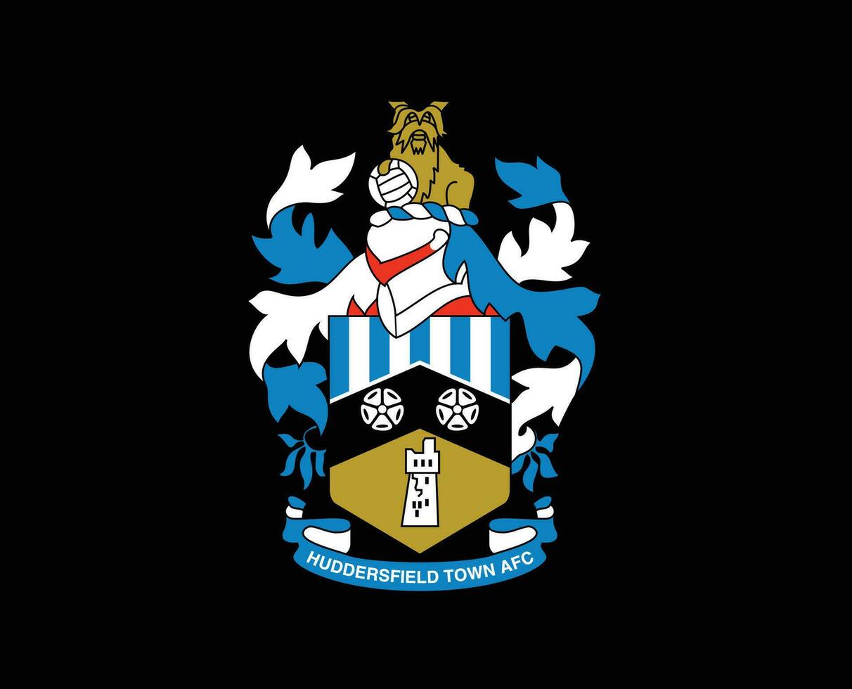 Huddersfield Town Club Logo Symbol Premier League Football Abstract Design Vector Illustration With Black Background