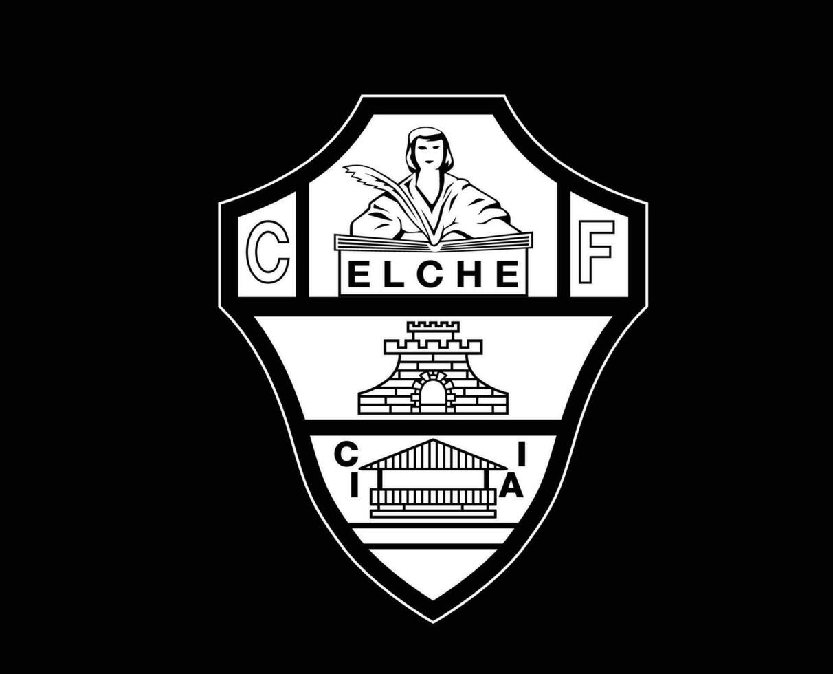 elche club logo símbolo blanco la liga España fútbol americano resumen diseño vector ilustración con negro antecedentes