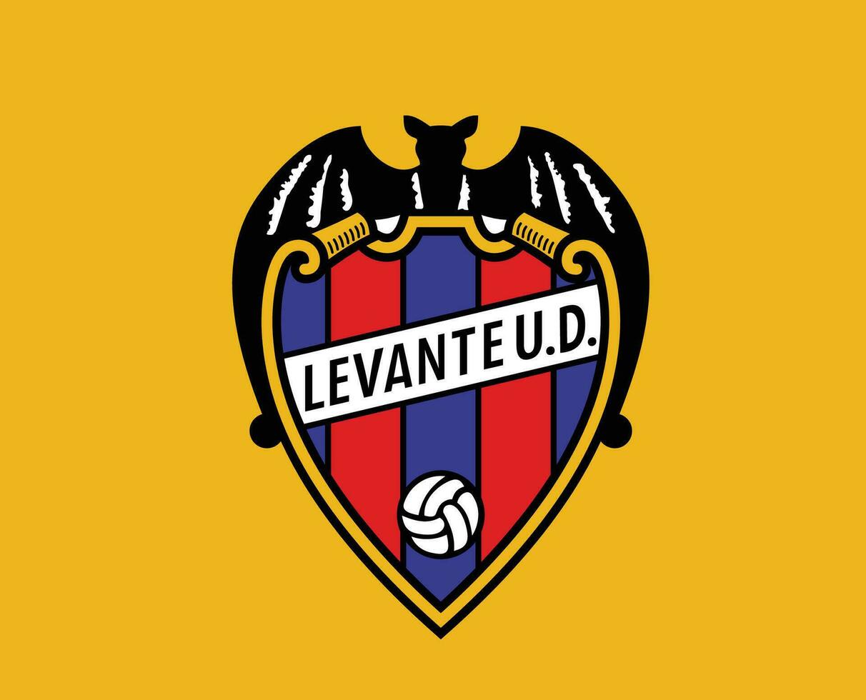 levante club logo símbolo la liga España fútbol americano resumen diseño vector ilustración con amarillo antecedentes