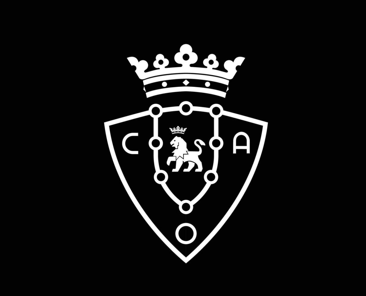 Osasuna Club Logo Symbol White La Liga Spain Football Abstract Design Vector Illustration With Black Background