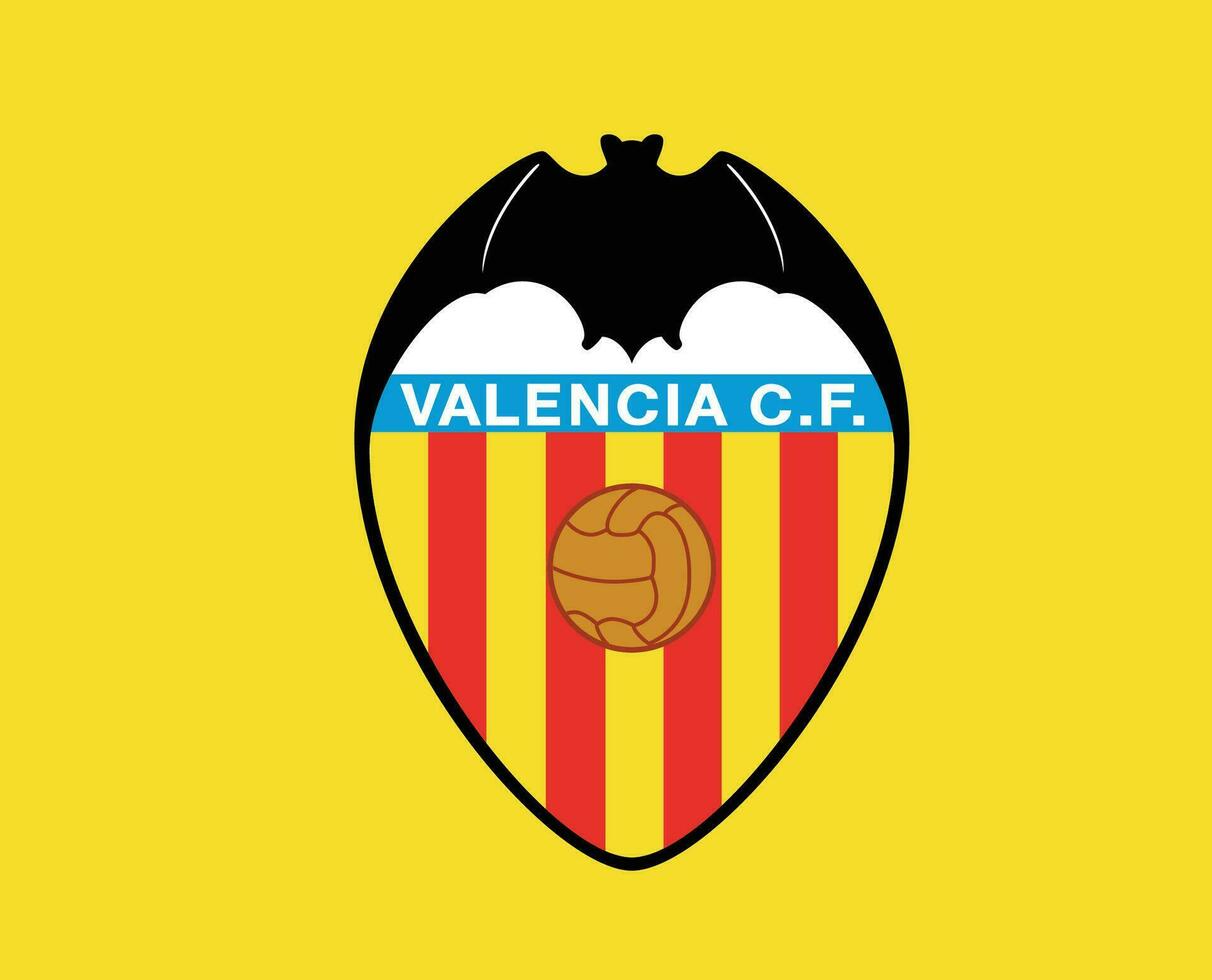 Valencia Club Symbol Logo La Liga Spain Football Abstract Design Vector Illustration With Yellow Background