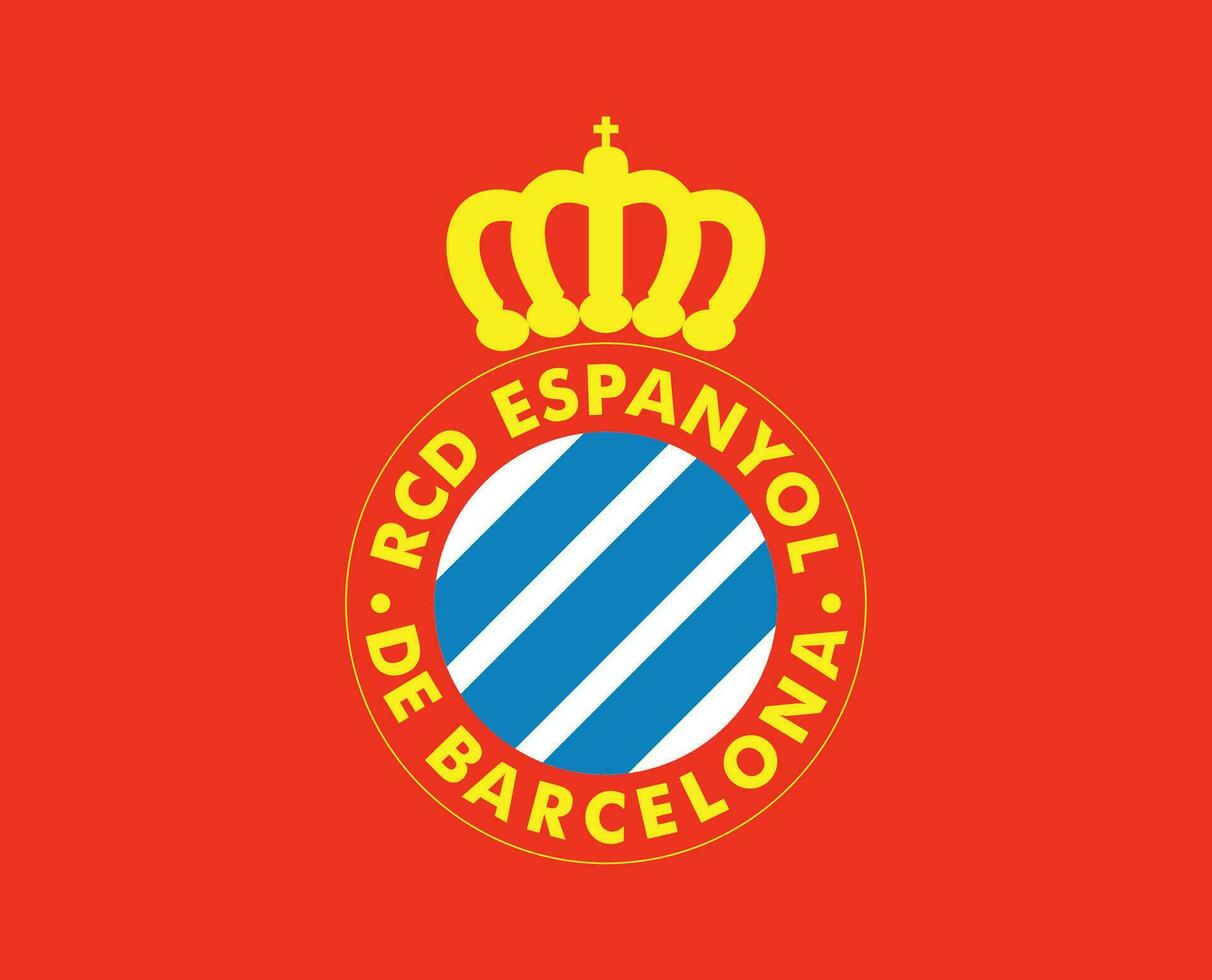 Espanyol Club Symbol Logo La Liga Spain Football Abstract Design Vector Illustration With Red Background
